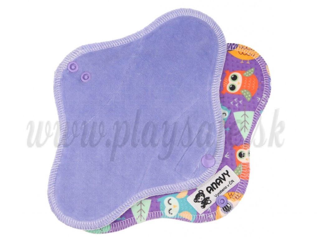 Anavy Menstrual Day Pads PUL cotton velour forget-me-not / owls purple