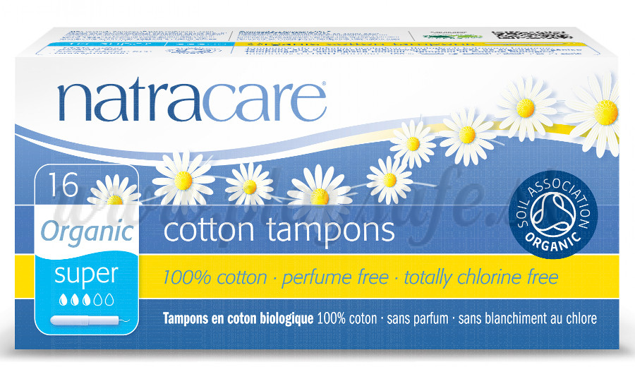 Natracare Organic Cotton Tampons with Applicator Super, 16 Pieces