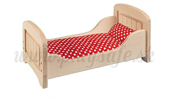 Goki Doll's Wooden Bed, 60cm with selectable bedding