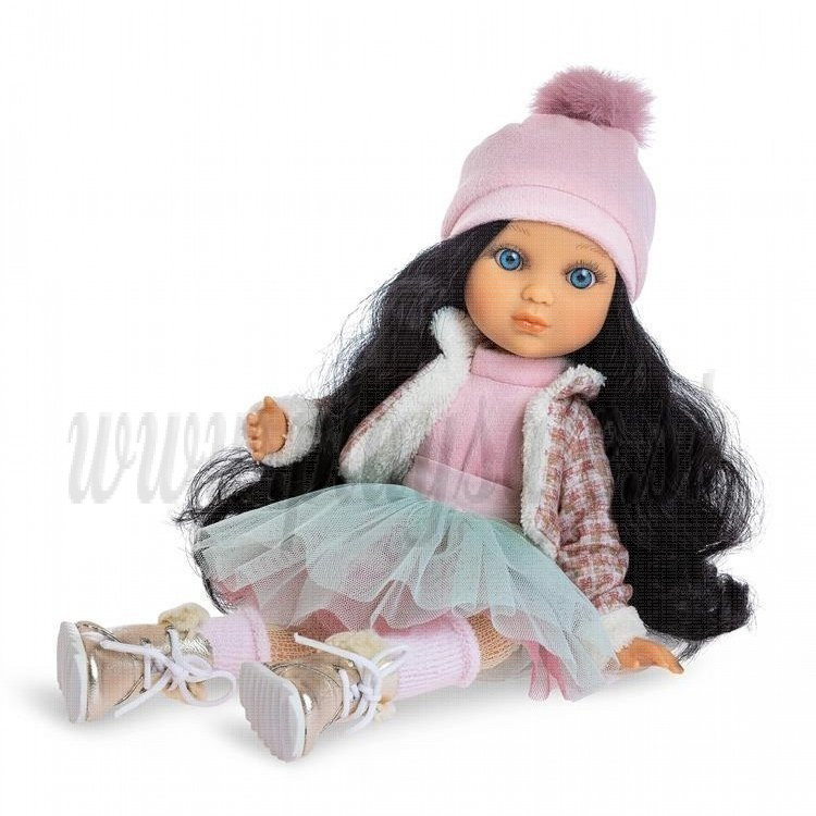 Berjuan Eva Doll Articulated, 35cm in pink cap
