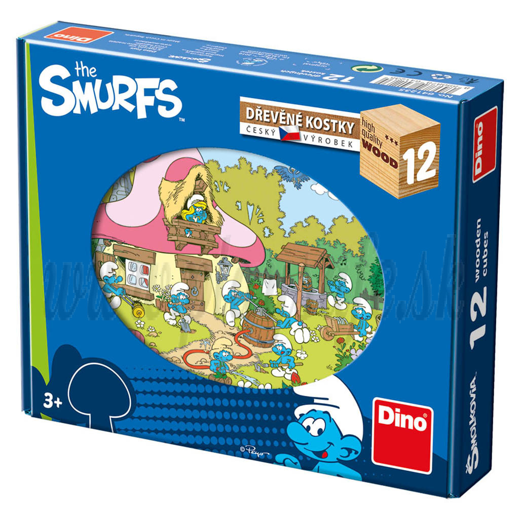 Dino Wooden Picture Blocks The Smurfs, 12 cubes