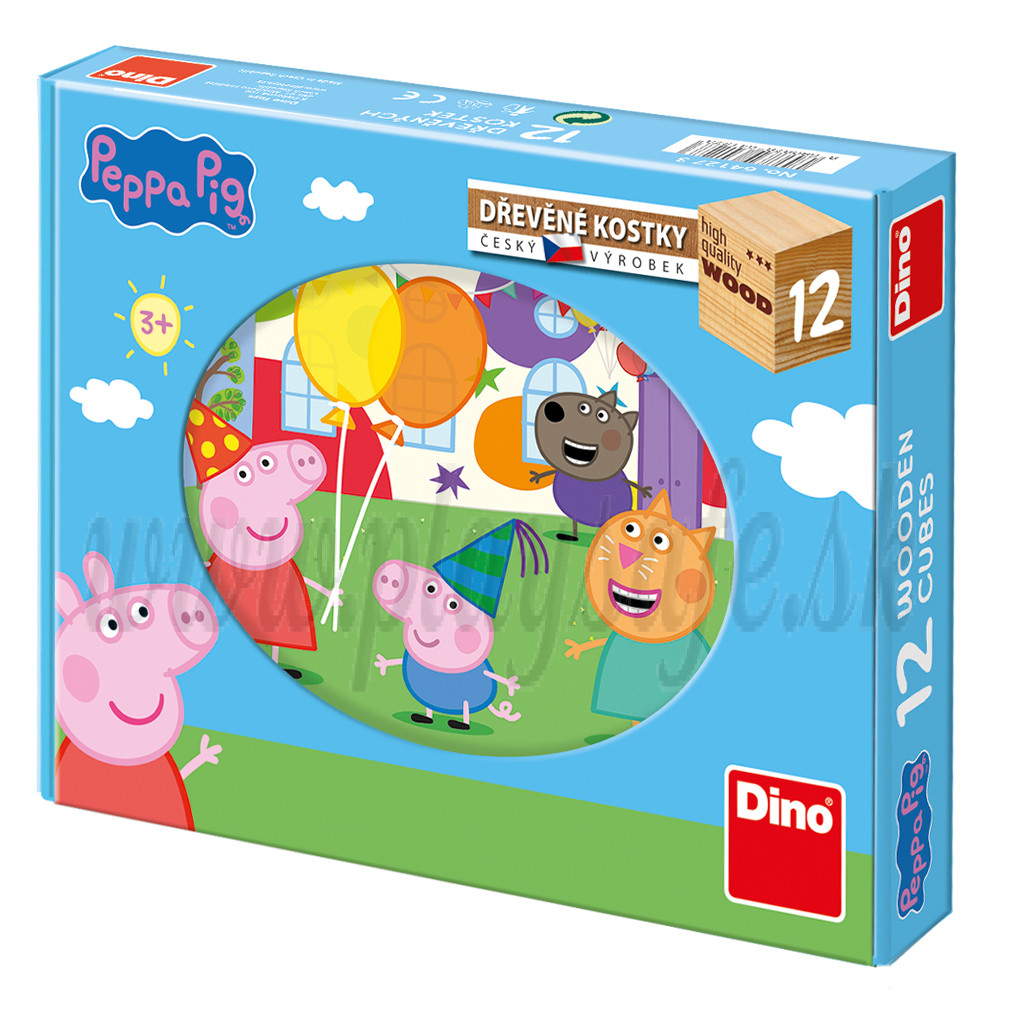Dino Wooden Picture Blocks Peppa Pig, 12 cubes