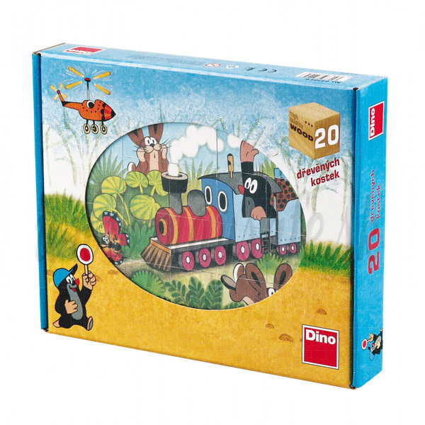 Dino Wooden Picture Blocks Mole and Vehicles, 20 cubes