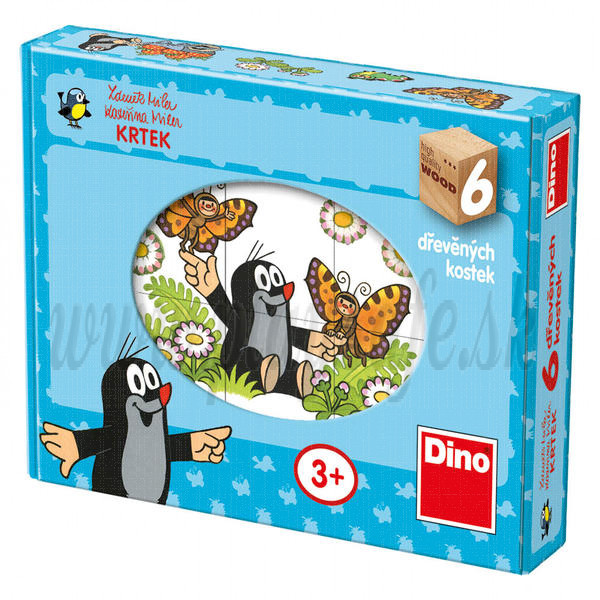 Dino Wooden Picture Blocks Mole, 6 cubes