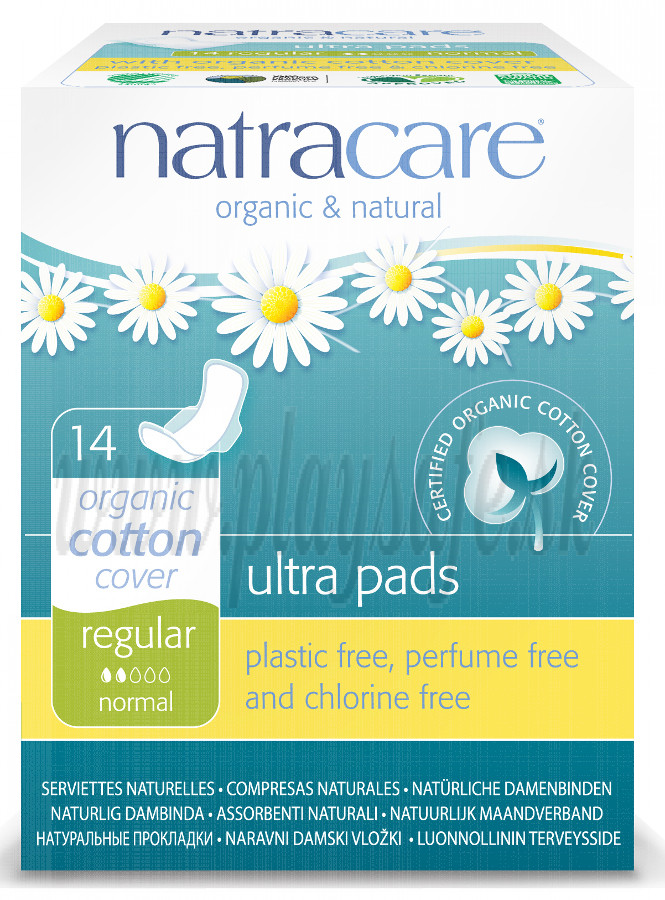 Natracare Organic Cotton Ultra Pads Regular, 14 Pieces