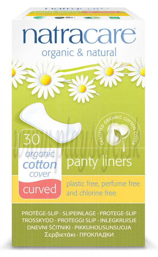 Natracare Organic Cotton Panty Liners Curved, 30 Pads