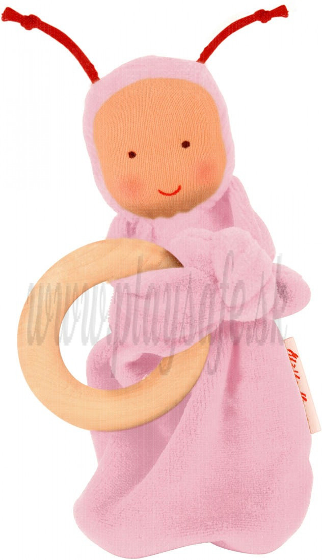 Käthe Kruse Rainbow baby pale rose teether, 16cm