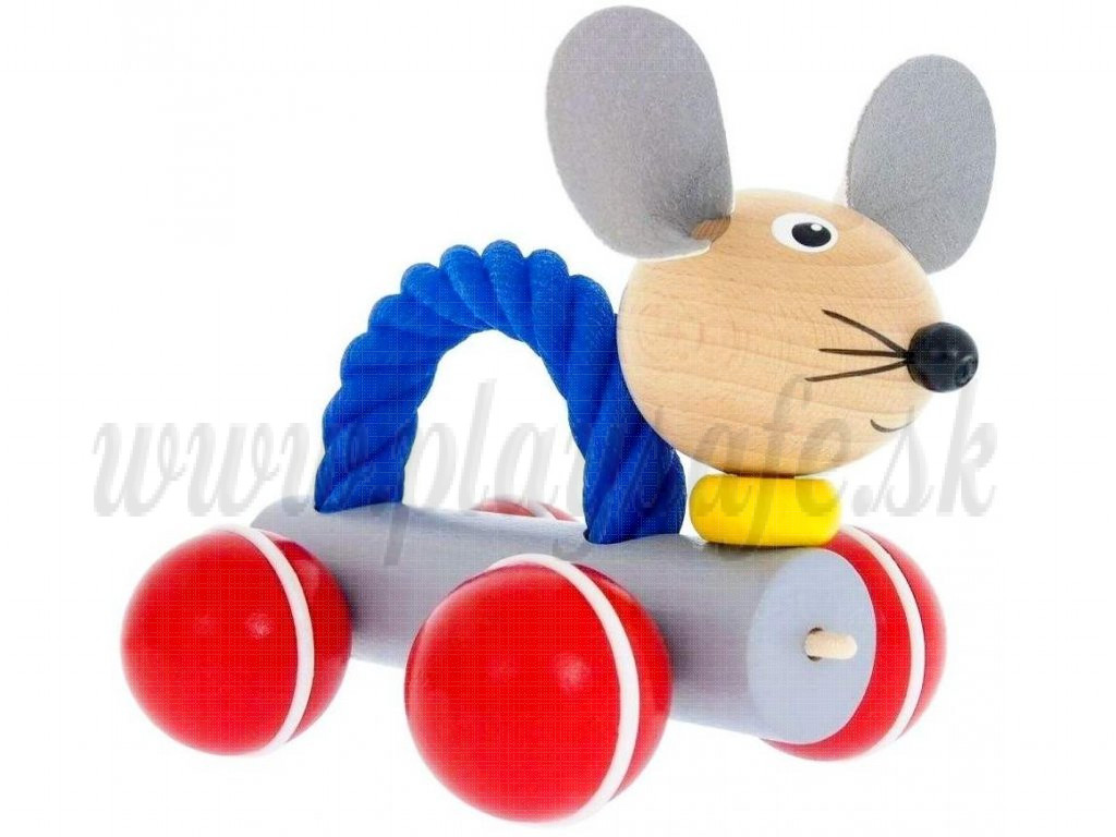 Greenkid Wooden Pushing Toy with Rope Mouse Pippa