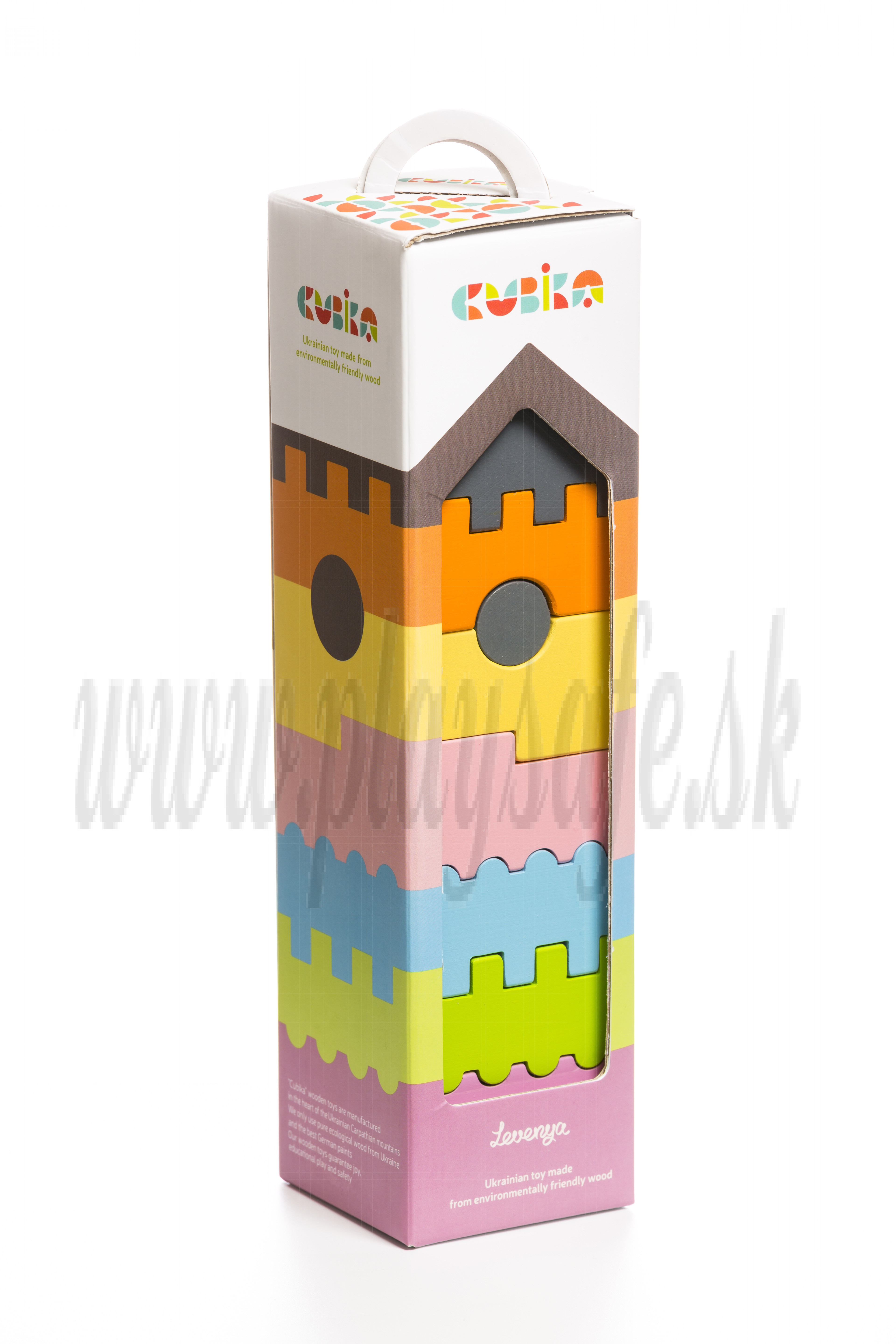 Cubika Wooden Building Toy Tower, 8 pieces