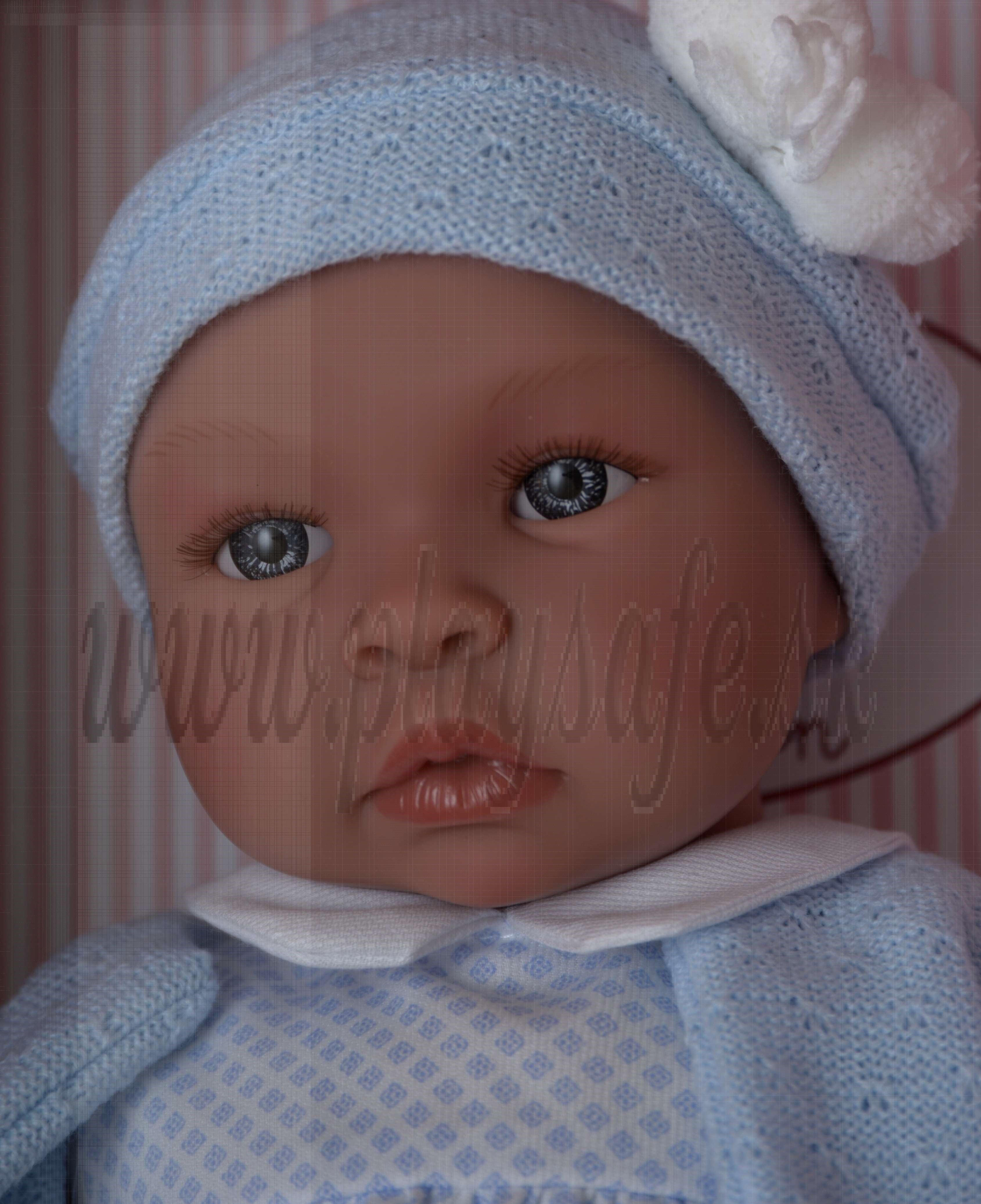 Asivil Baby Doll Soft Body Leo, 46cm in blue sweater