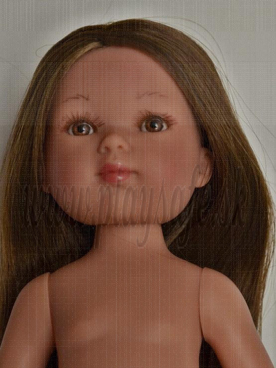 Vestida de Azul Carlota Doll Naked, 28cm brunette extra long hair