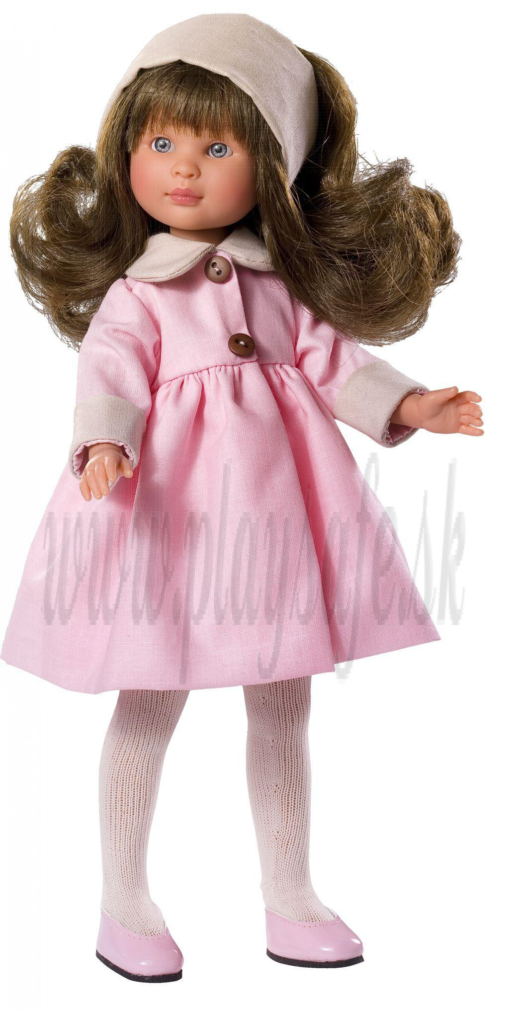 Asivil Celia Brunette Doll, 30cm in pink coat