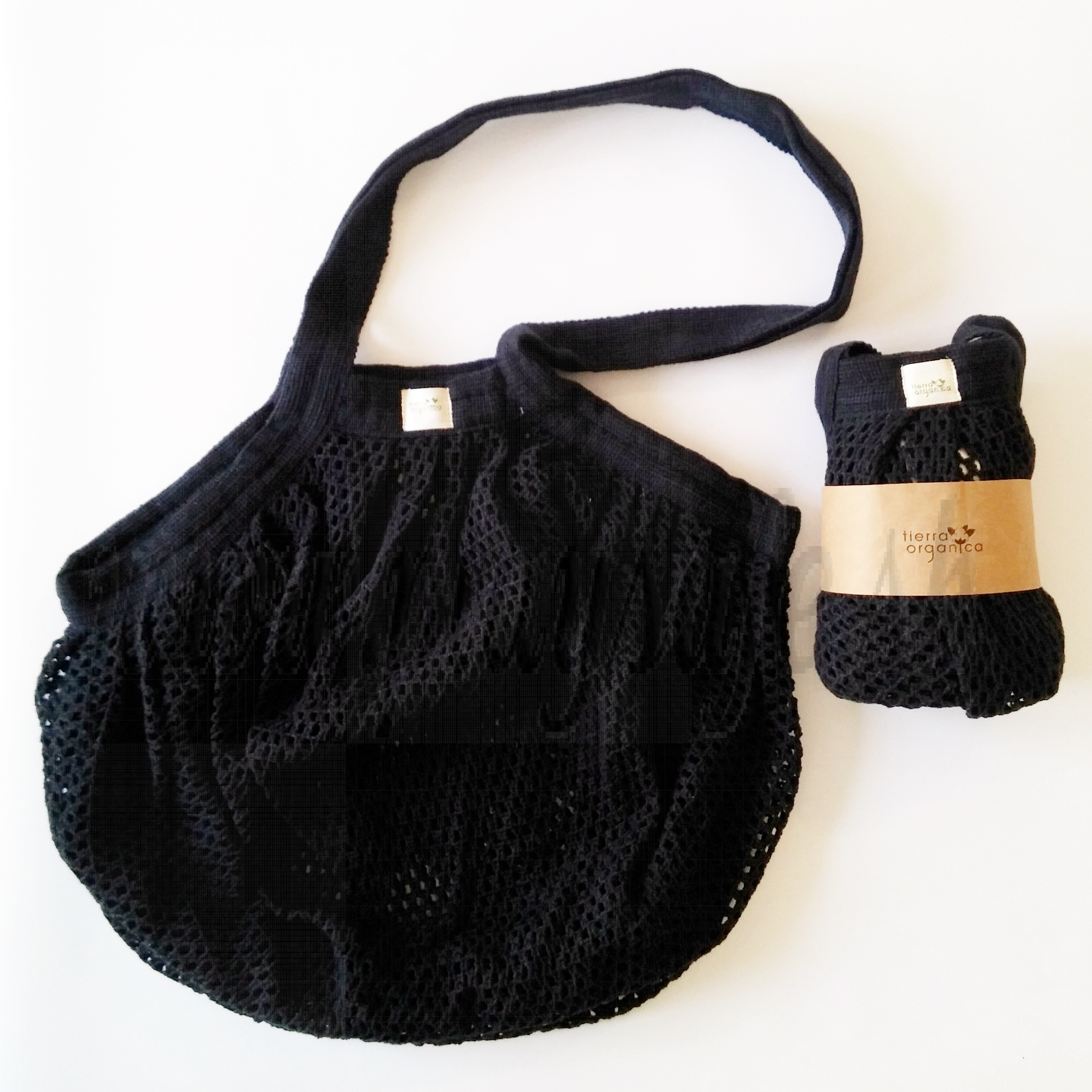Tierra Verde String Bag from organic cotton thick, black