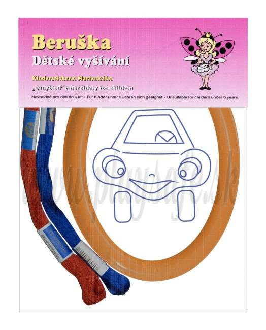 Beruska Kids' Embroidery Set Oval Happy Car