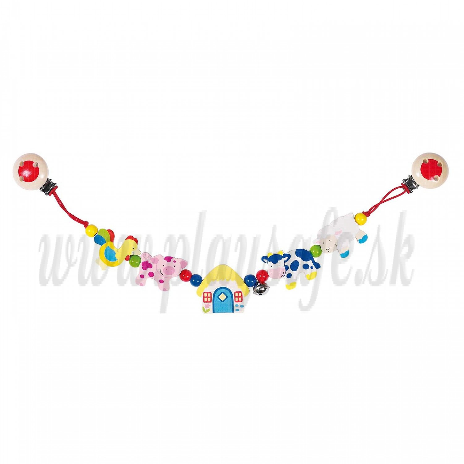 Heimess Pram Chain With Clips Farm Animals, 40cm