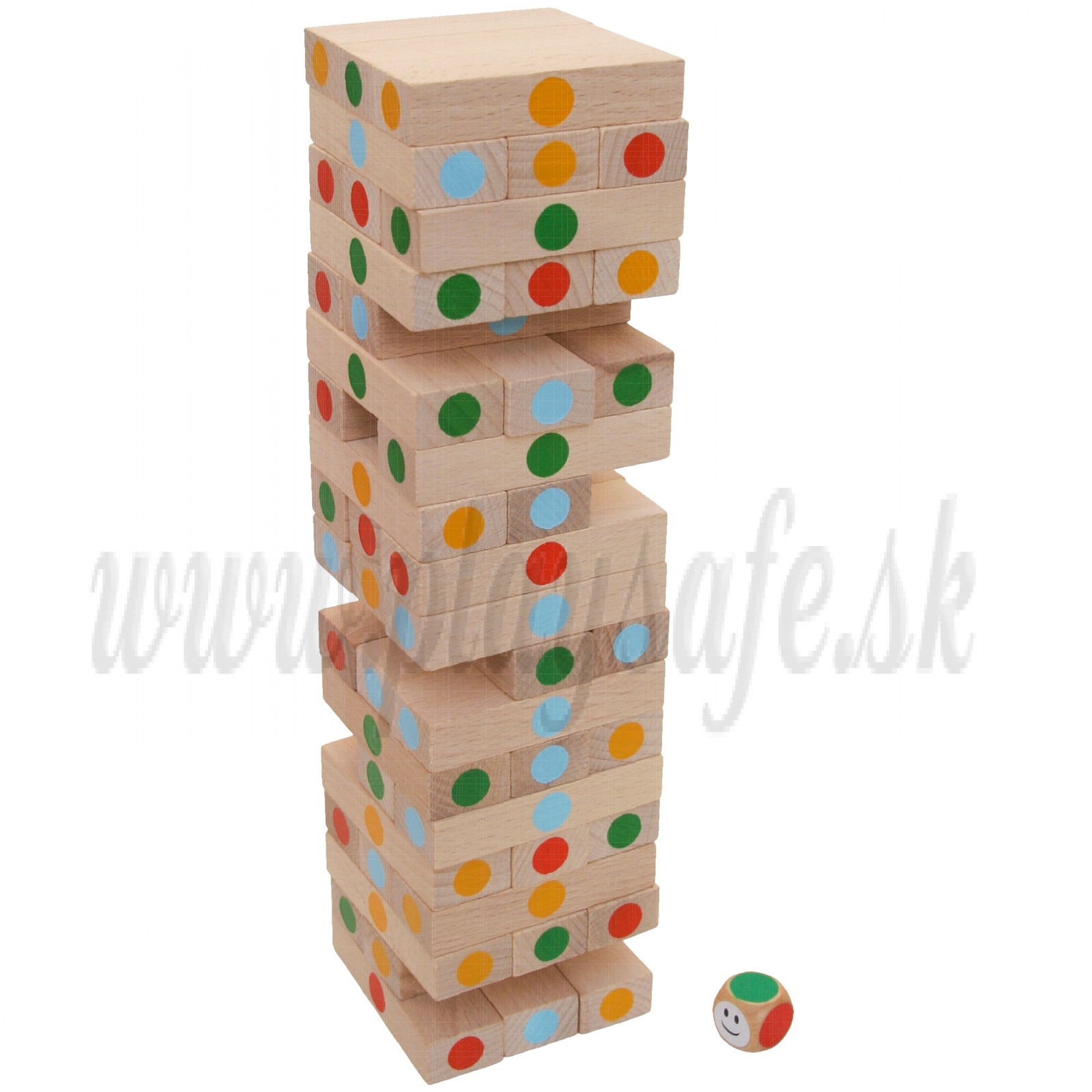 MIK Wooden Tumbling Jenga Tower Mikado Game Colored