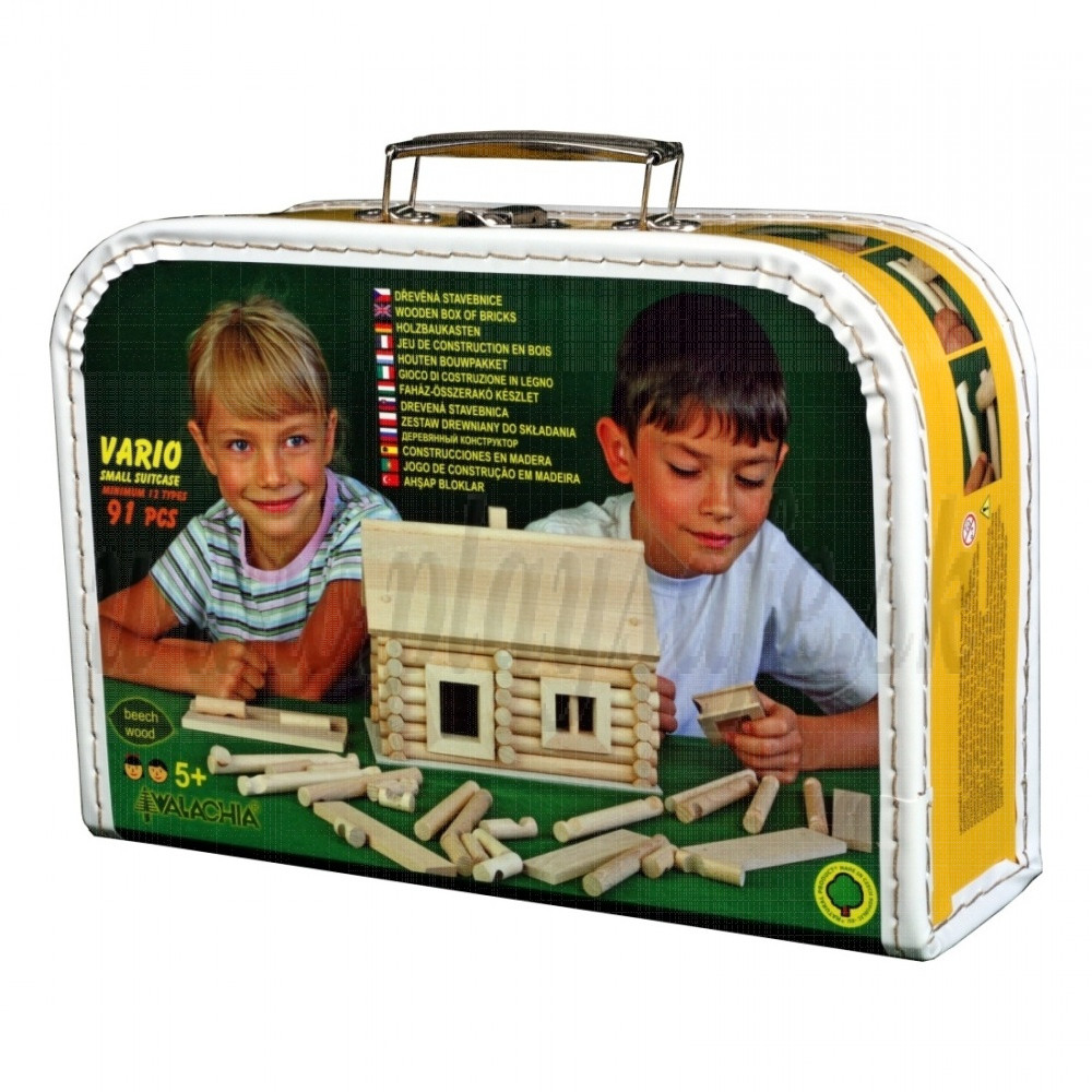 Walachia Wooden Construction Set VARIO Suitcase, 91 pieces