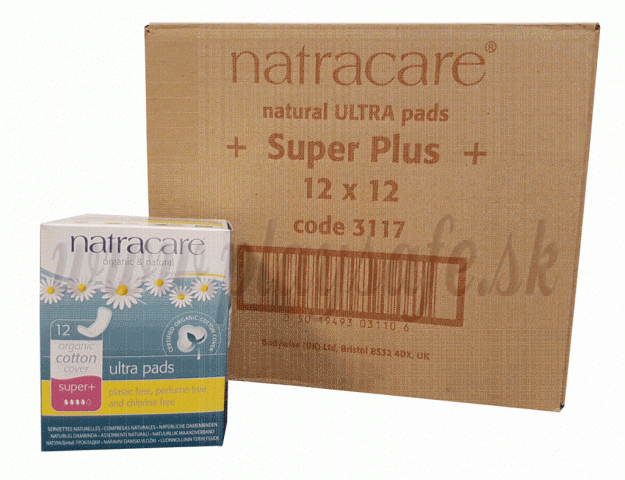 Natracare Organic Cotton Ultra Pads Super Plus, 12x12 Pieces