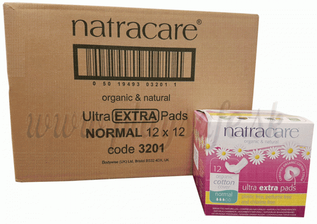 Natracare Organic Cotton Ultra Extra Pads Super, 12x10 Pieces