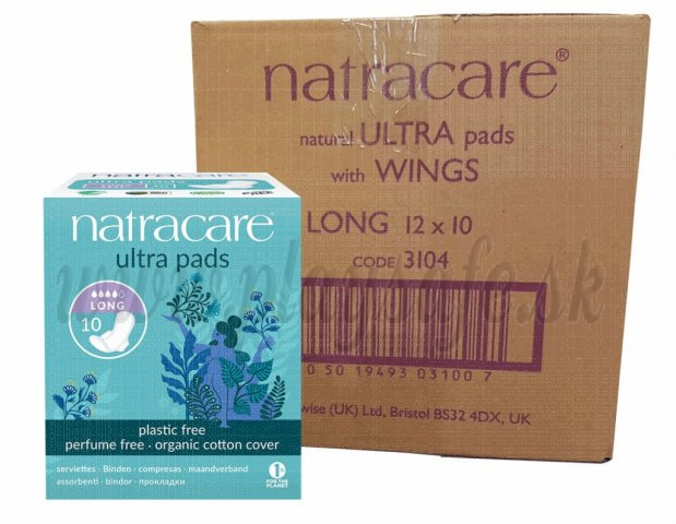 Natracare Organic Cotton Ultra Pads Long, 12x10 Pieces