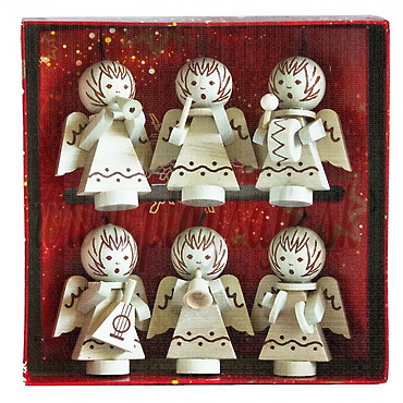 DETOA Wooden Christmas Ornaments Angels, 6 pieces