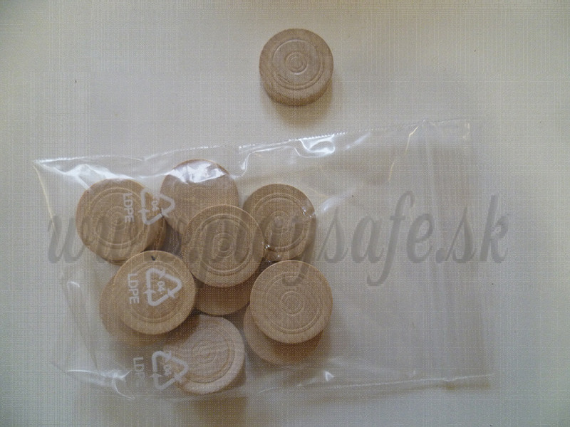 DETOA Wooden Tokens for Checkers 23mm small, 10pc natural