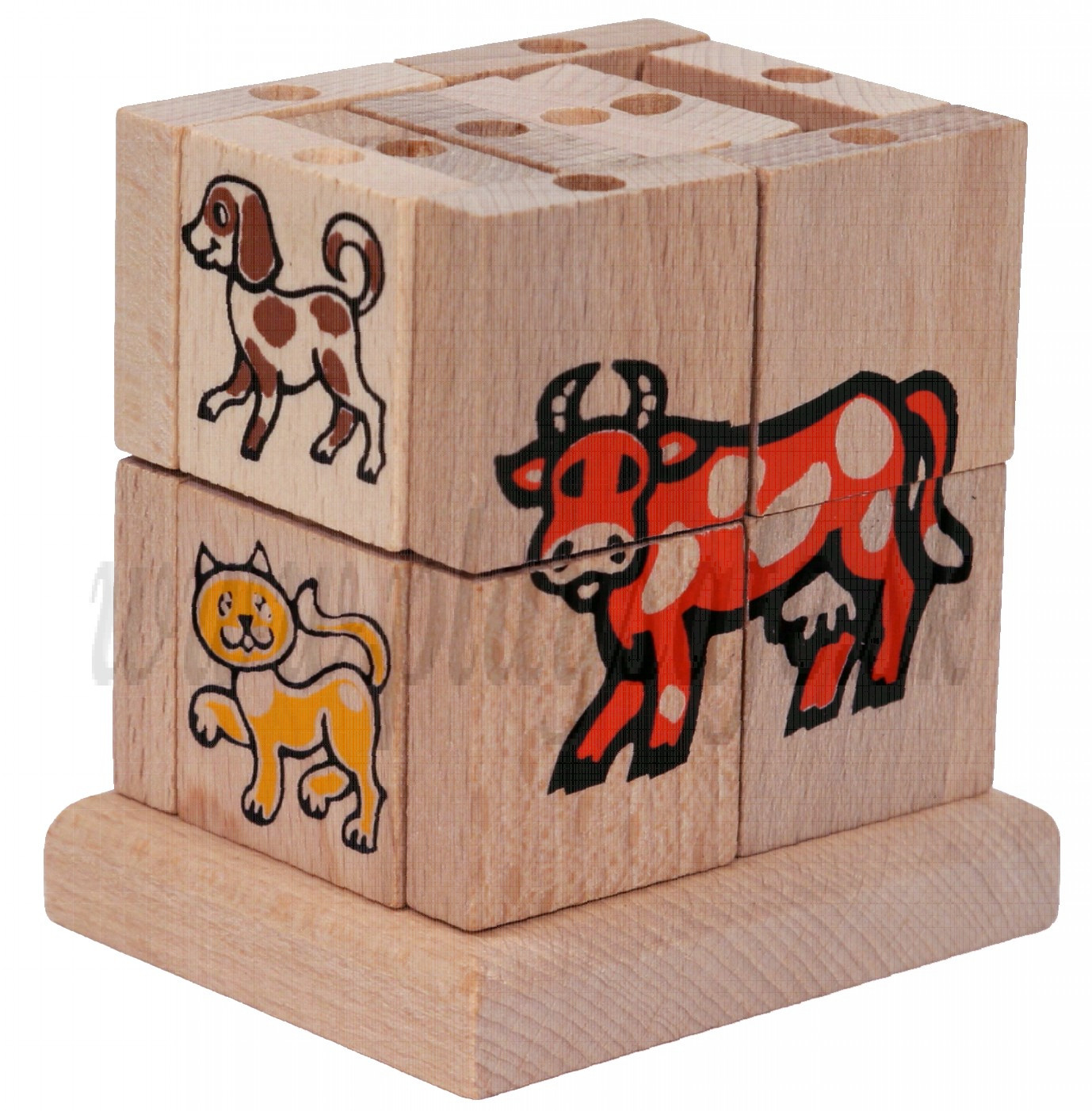 MIK Wooden Assembling Cube Farm Animals, 20 pieces
