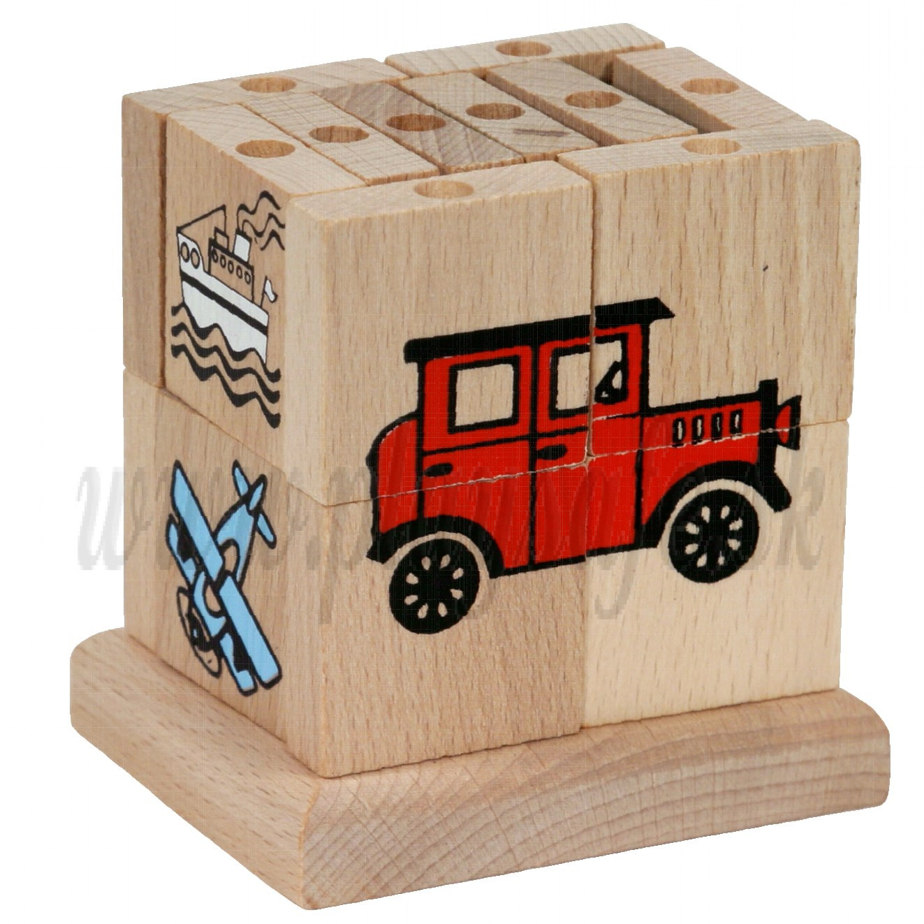 MIK Wooden Assembling Cube Vehicles, 20 pieces