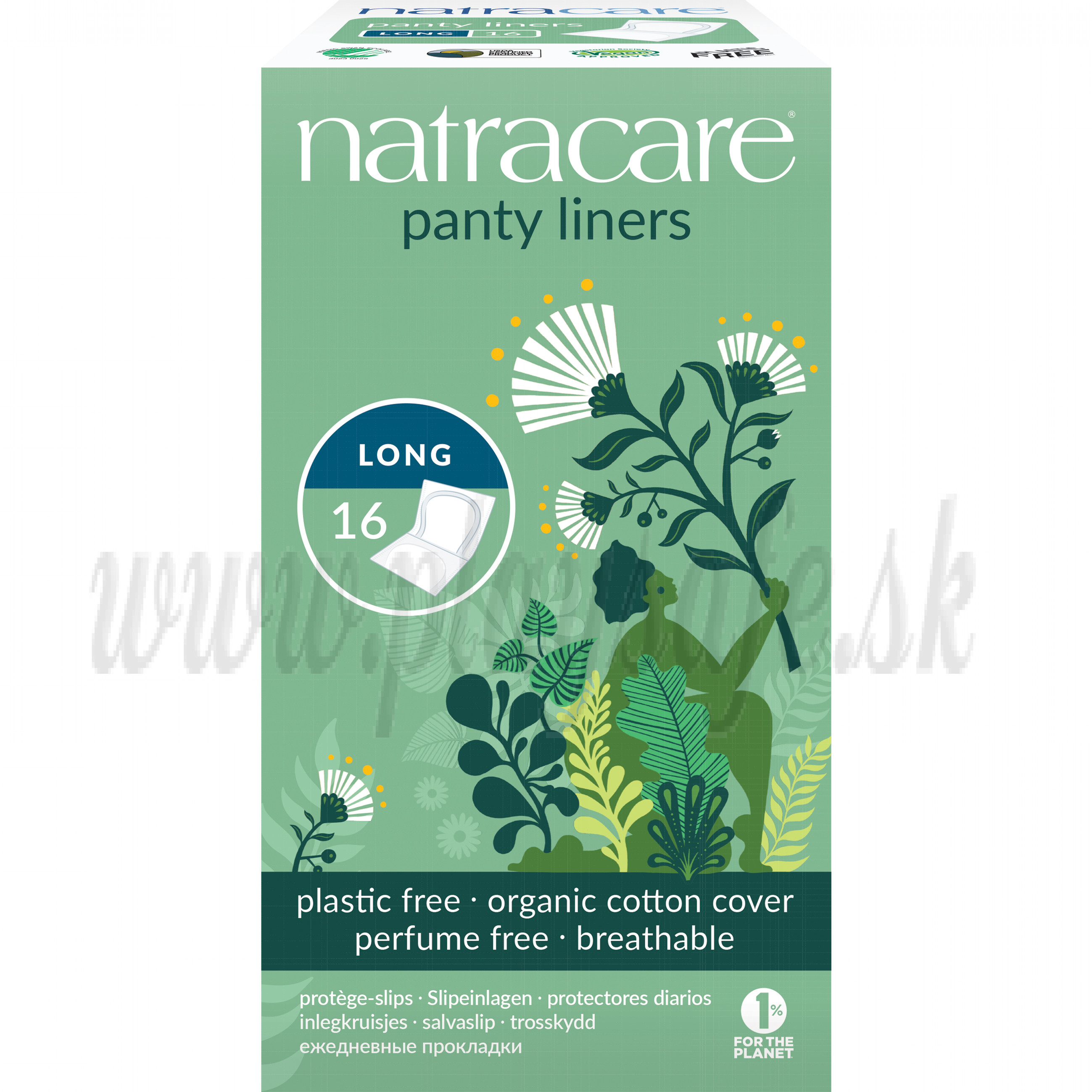 Natracare Organic Cotton Panty Liners Long, 16 Pieces
