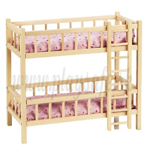 Goki Doll's Wooden Bunk Bed With Ladder, 59cm