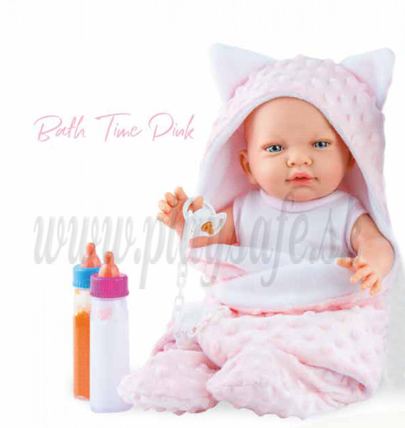Marina & Pau Baby Girl Doll, 45cm Bath Time Pink