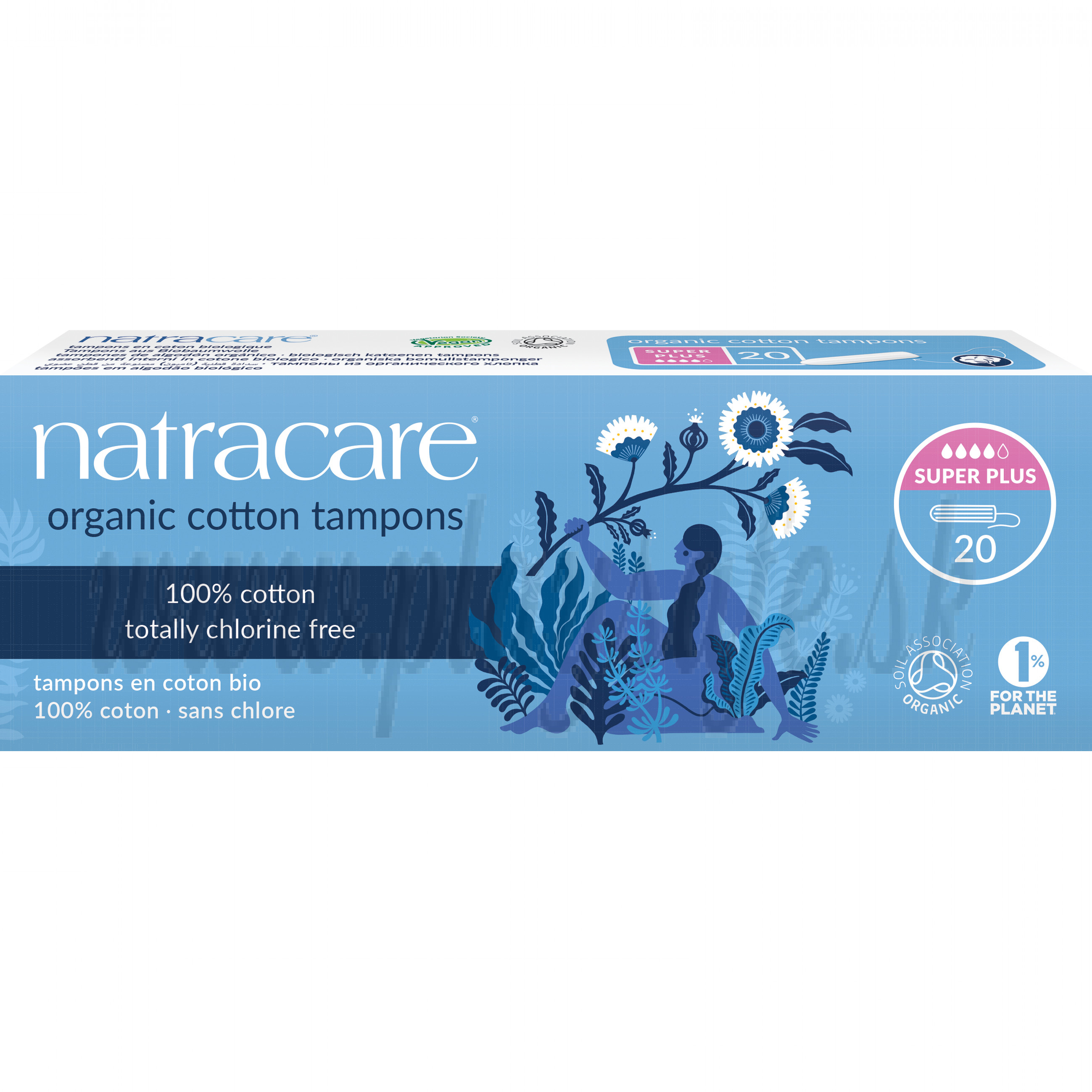 Natracare Organic Cotton Tampons without Applicator Super Plus, 20 Pieces