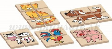 DETOA Wooden Children Puzzle Animals, 12 pieces