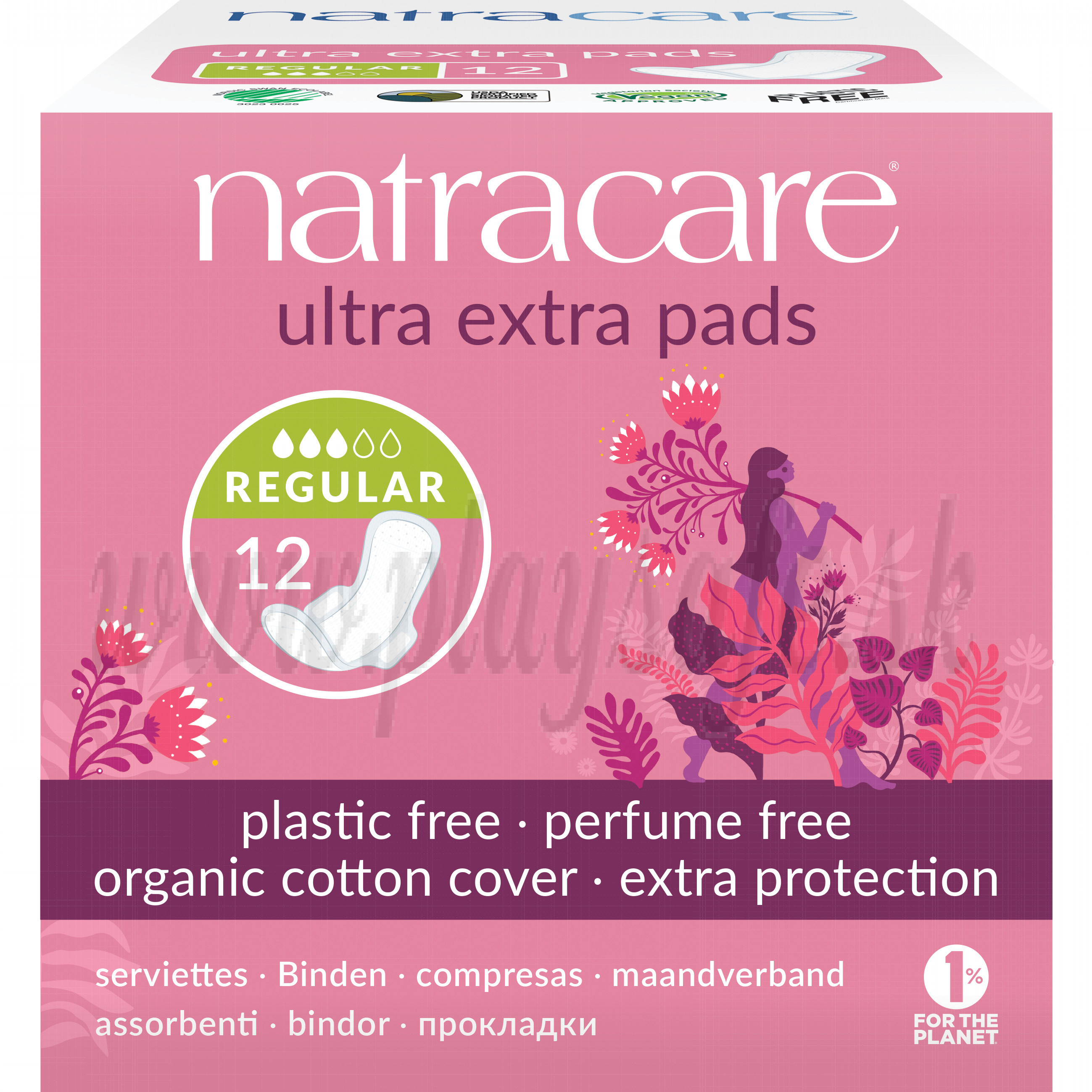 Natracare Organic Cotton Ultra Extra Pads Normal, 12 Pieces