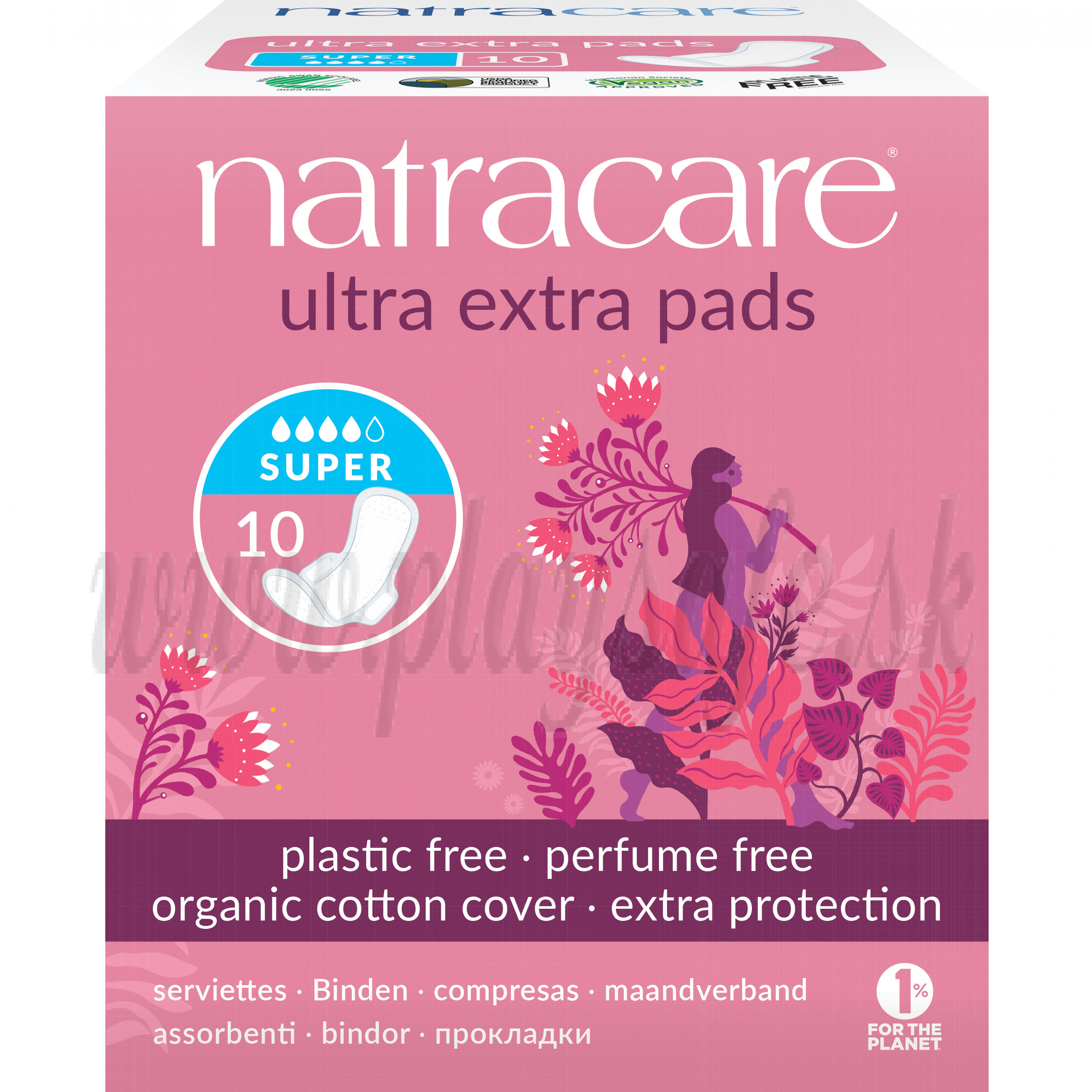 Natracare Organic Cotton Ultra Extra Pads Super, 10 Pieces