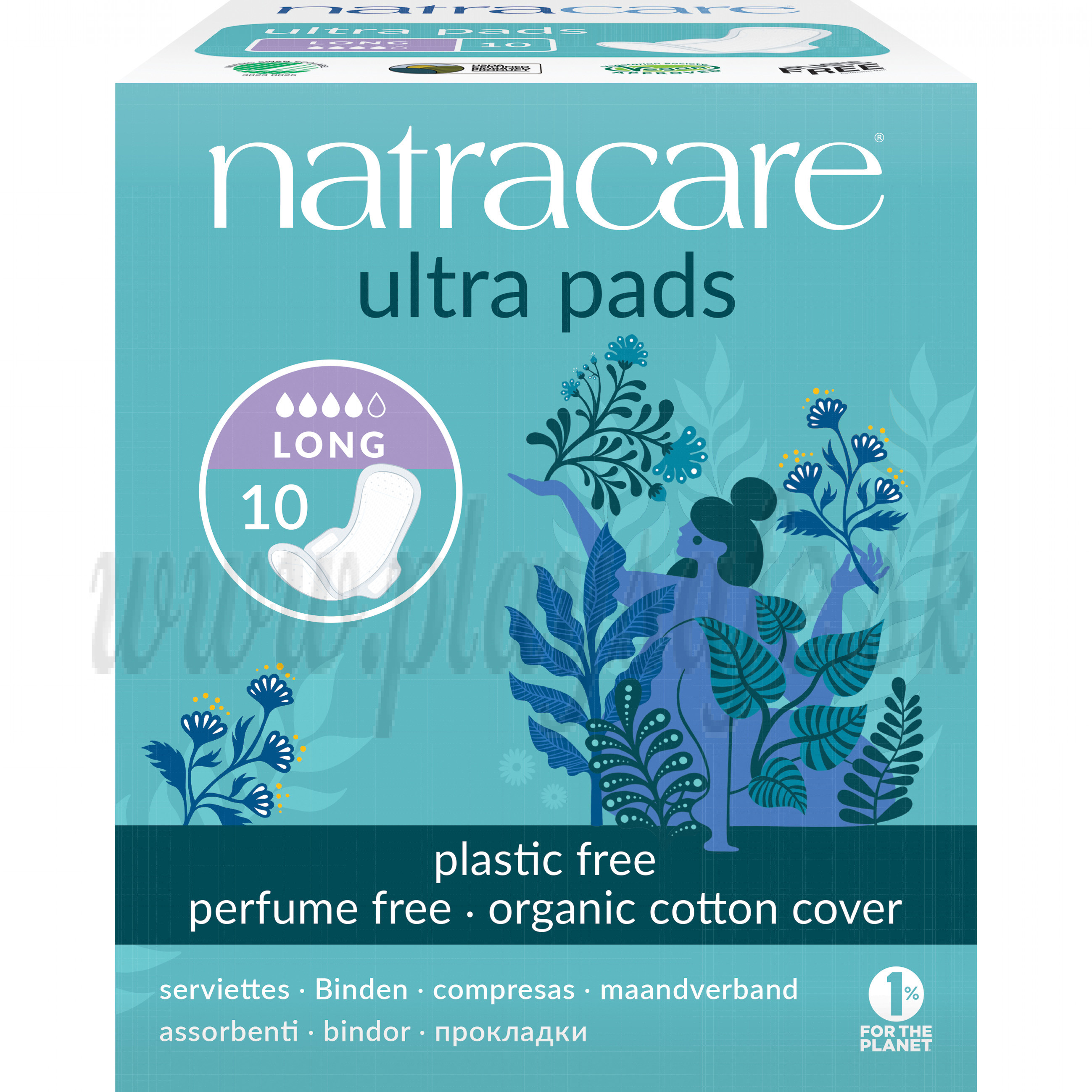 Natracare Organic Cotton Ultra Pads Long, 10 Pieces