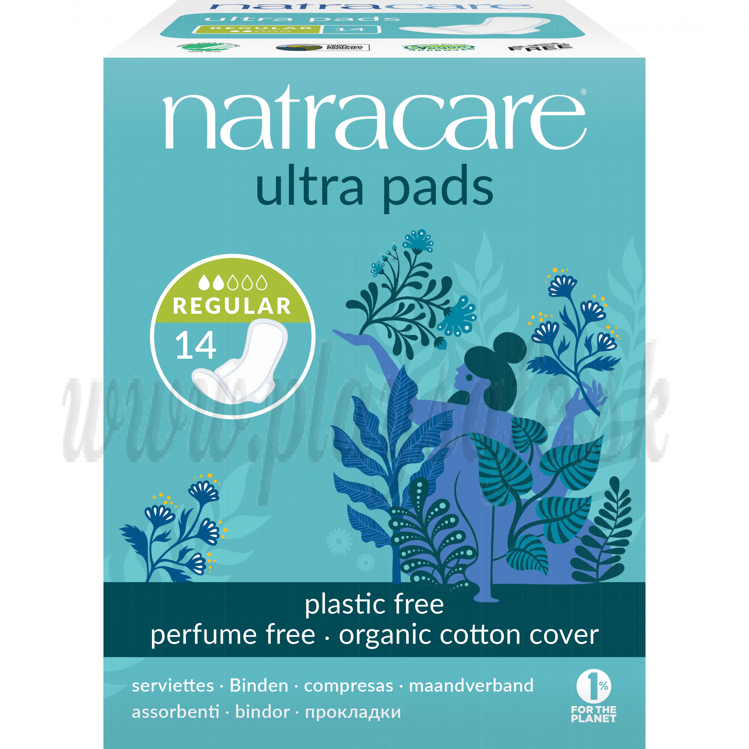 Natracare Organic Cotton Ultra Pads Regular, 14 Pieces