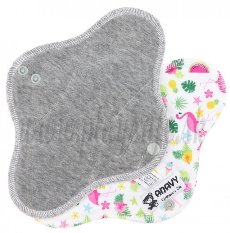Anavy Menstrual Day Pads PUL cotton velour grey / flamingos