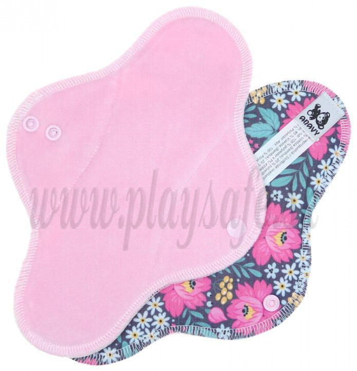 Anavy Menstrual Day Pads PUL cotton velour rosa / flowers