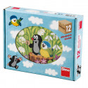 Dino Wooden Picture Blocks Mole and little bird, 12 cubes