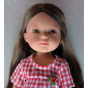 Vestida de Azul Carlota Doll, 28cm checked blouse