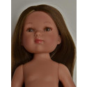 Vestida de Azul Carlota Doll Naked, 28cm brunette extra long hair