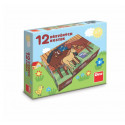 Dino Wooden Picture Blocks Farm Animals, 12 cubes