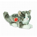 Teddy Hermann Soft toy grey cat lying, 20cm