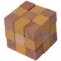 MIK Wooden Brain Teaser Magic Cobra Cube Yellow