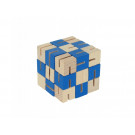 MIK Wooden Brain Teaser Mamba Snake Cube Checqued Blue