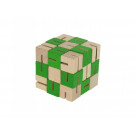 MIK Wooden Brain Teaser Mamba Snake Cube Checqued Green