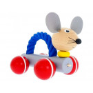 Greenkid Wooden Pushing Toy with Rope Mouse Pippa