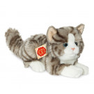 Teddy Hermann Soft toy grey cat lying, 20cm
