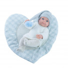Paola Reina Mini Pikolin Baby Boy Doll, 32cm on heart cushion